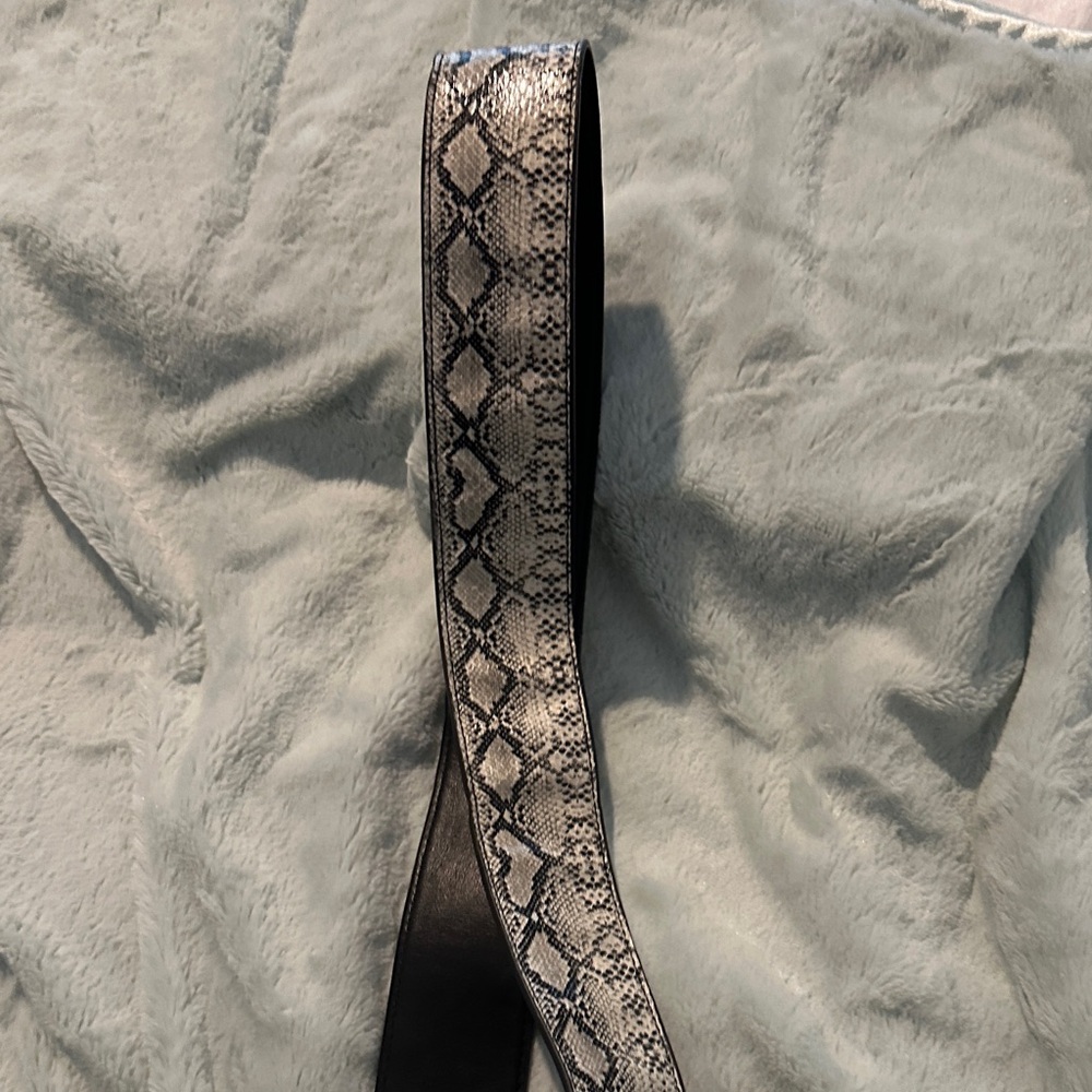 Steve Madden Black and White Snake Print Guitar Strap for Purse